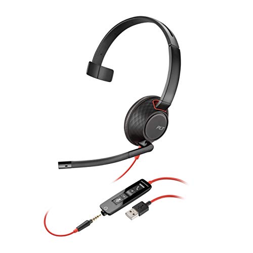 Poly Blackwire 5210 Monaural USB-C Headset +3.5mm Plug +USB-C/A Adapter