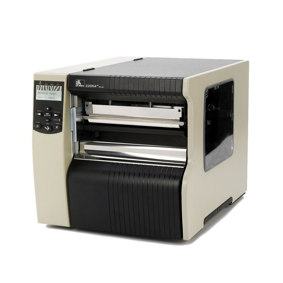 220Xi4; 300dpi,  Swiss 721 font, Serial, Parallel, USB, Int 10/100, b/g Print Server, Cutter with Catch Tray, 16MB Flash, Bifold Media