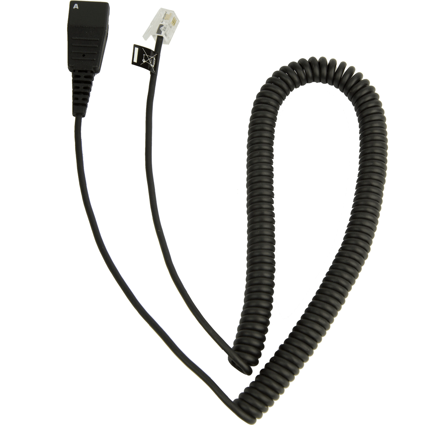 CABLE W/ QD TO RJ10 PLUG SPIRAL/CALLMASTER V VI 0.5-2M/PLX A22